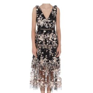 SELF PORTRAIT Sequin Tiered MIDI Dress